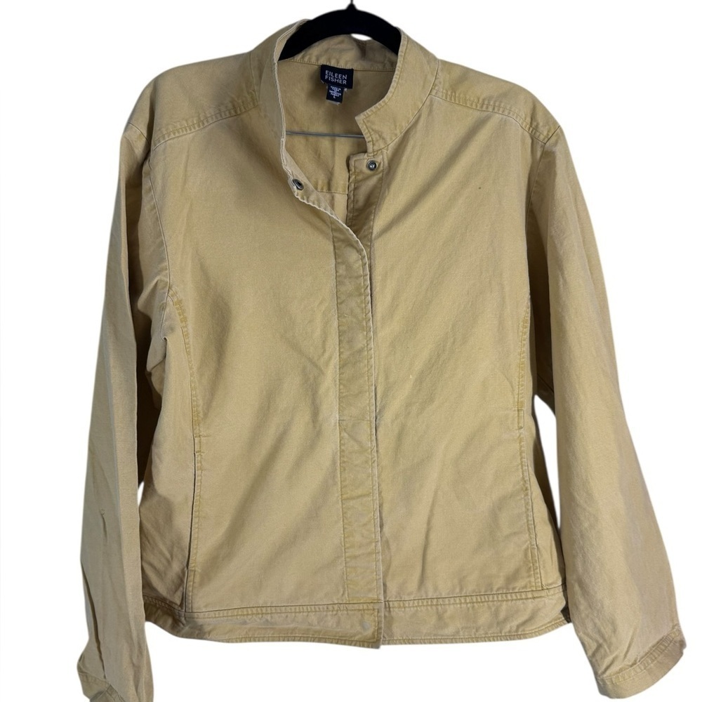 Eileen Fisher super soft lemony yellow cotton jacket Large - Picture 3 of 7